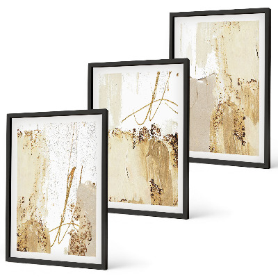 Wall art set Abstract patterns beige white