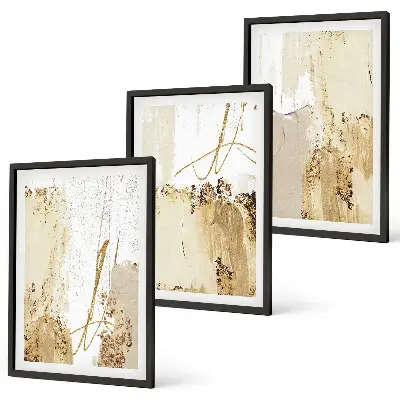 Wall art set abstract patterns in beige and white