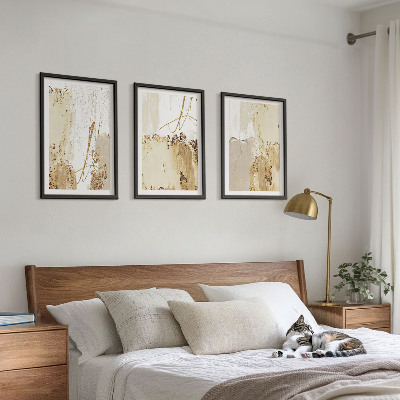 Wall art set Abstract patterns beige white