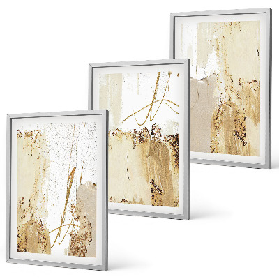 Wall art set Abstract patterns beige white