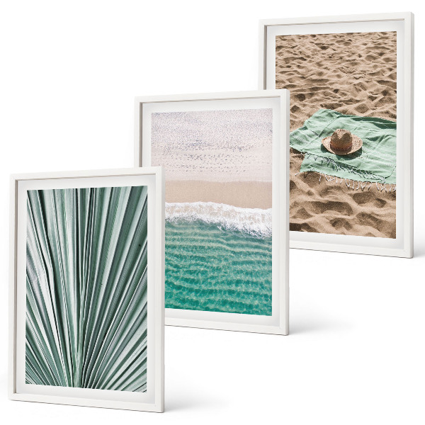 Three-piece wall art piece Holiday views beach sea