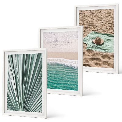 Three-piece wall art piece Holiday views beach sea