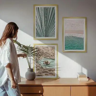 Three-piece beach and sea holiday view wall art three-piece wall art set featuring beach and sea holiday views