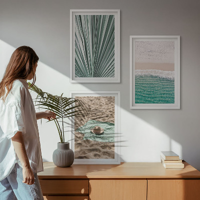 Three-piece wall art piece Holiday views beach sea