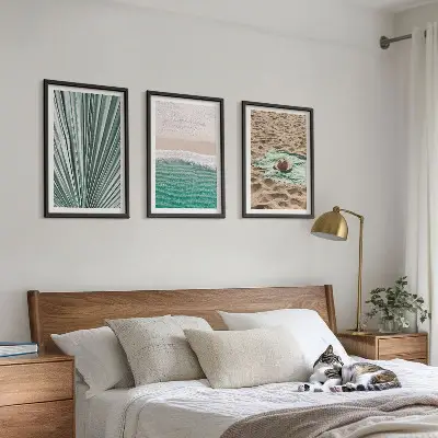 Three-piece beach and sea holiday view wall art three-piece wall art set featuring beach and sea holiday views