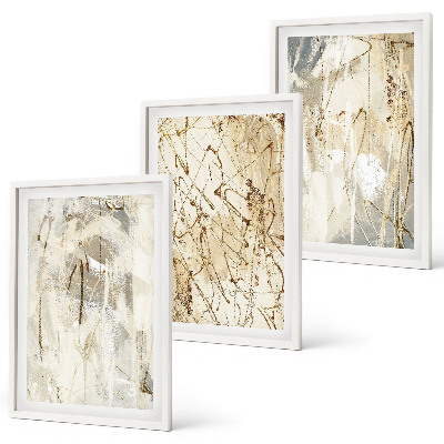Three-piece wall art piece Abstract patterns beige and gray