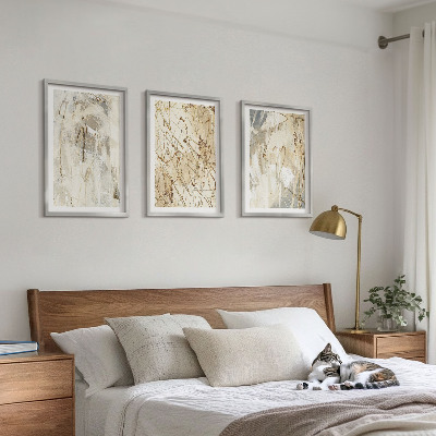 Three-piece wall art piece Abstract patterns beige and gray