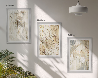 Three-piece wall art piece Abstract patterns beige and gray