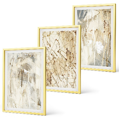 Three-piece wall art piece Abstract patterns beige and gray