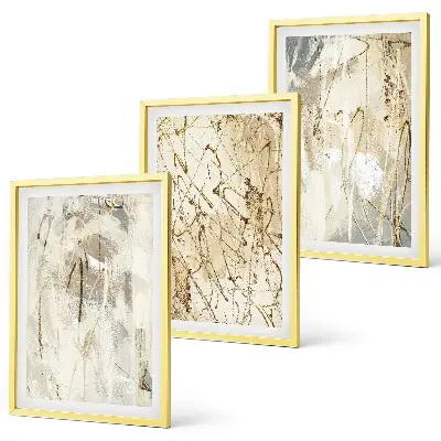 Three-piece abstract wall art set beige and gray patterns
