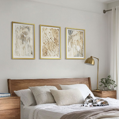 Three-piece wall art piece Abstract patterns beige and gray