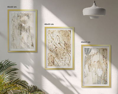 Three-piece wall art piece Abstract patterns beige and gray