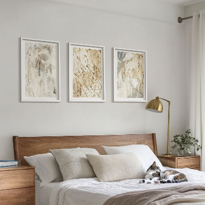 Three-piece wall art piece Abstract patterns beige and gray