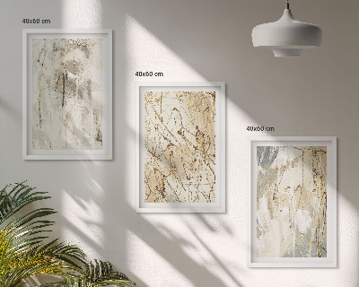 Three-piece wall art piece Abstract patterns beige and gray