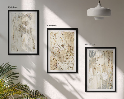 Three-piece wall art piece Abstract patterns beige and gray