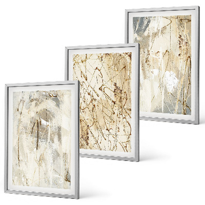 Three-piece wall art piece Abstract patterns beige and gray