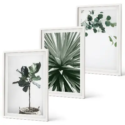 Green Plants Minimalism Wall Art set of 3 framed pieces