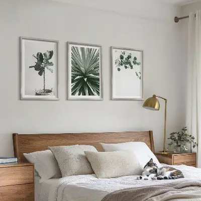 Green Plants Minimalism Wall Art set of 3 framed pieces