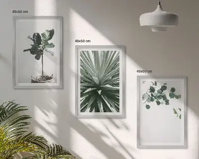 Green Plants Minimalism Wall Art set of 3 framed pieces
