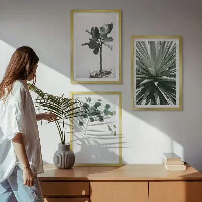 Green Plants Minimalism Wall Art set of 3 framed pieces