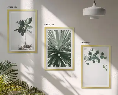 Green Plants Minimalism Wall Art set of 3 framed pieces
