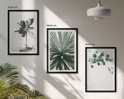 Green Plants Minimalism Wall Art set of 3 framed pieces