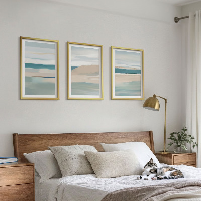 Three-piece wall art piece Abstract blue landscapes