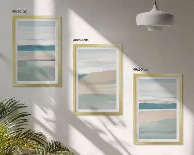Abstract blue landscapes wall art three-piece set