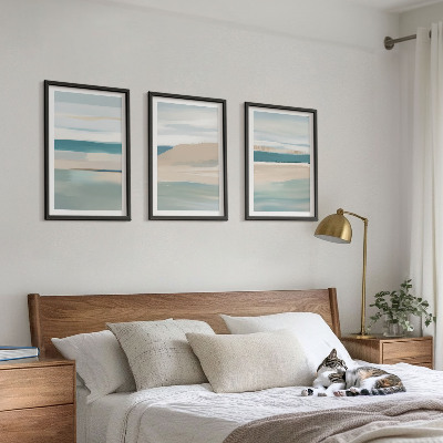Three-piece wall art piece Abstract blue landscapes
