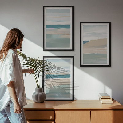 Three-piece wall art piece Abstract blue landscapes