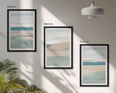 Three-piece wall art piece Abstract blue landscapes