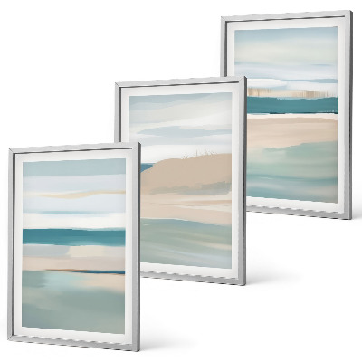 Three-piece wall art piece Abstract blue landscapes