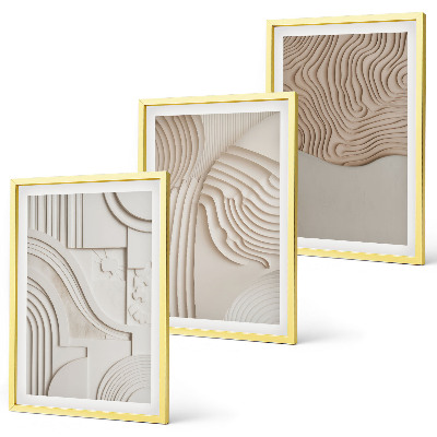 Set of 3 framed wall art pieces Abstract patterns beige white