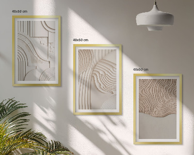 Set of 3 framed wall art pieces Abstract patterns beige white