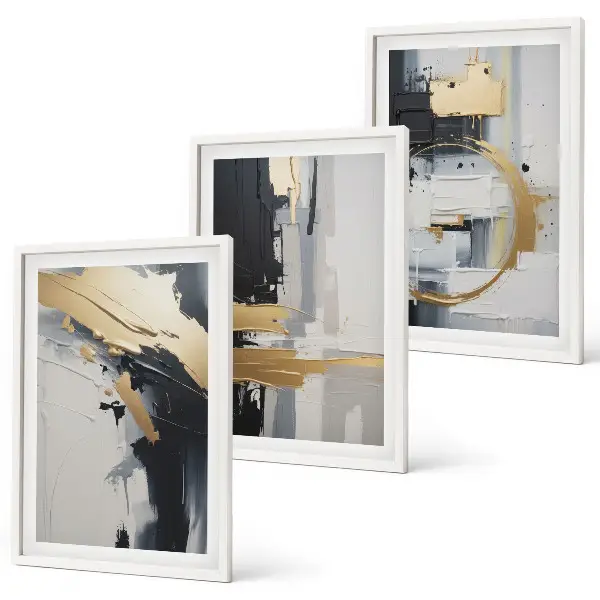 Abstract black and white painting wall art set