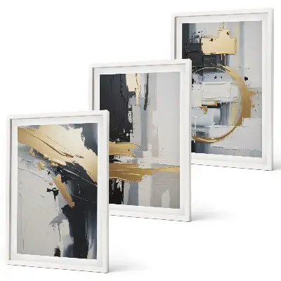 Abstract black and white painting wall art set