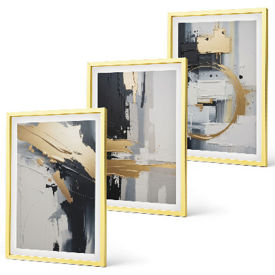 Wall art set Abstract black and white painting
