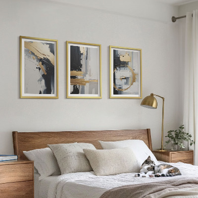 Wall art set Abstract black and white painting