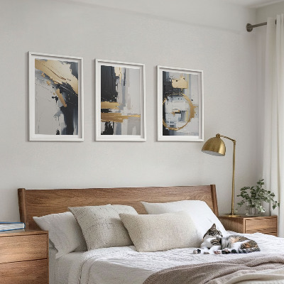 Wall art set Abstract black and white painting
