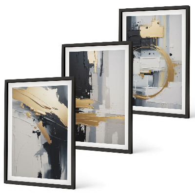 Wall art set Abstract black and white painting