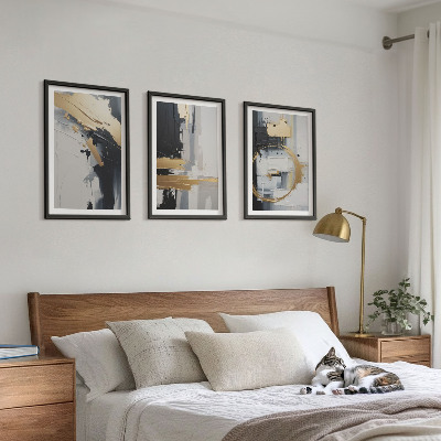 Wall art set Abstract black and white painting