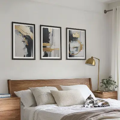 Abstract black and white painting wall art set