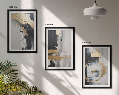 Wall art set Abstract black and white painting