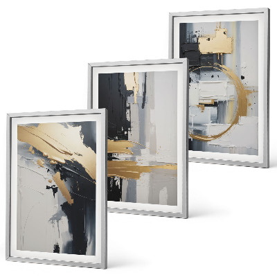 Wall art set Abstract black and white painting