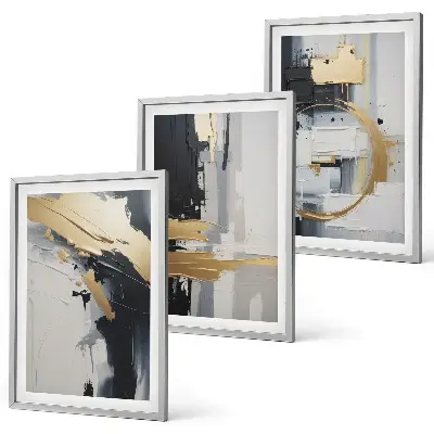 Abstract black and white painting wall art set