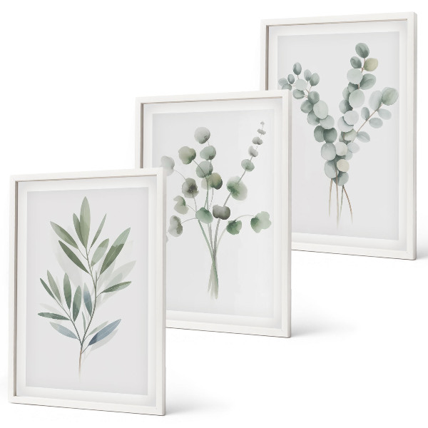 Set of 3 framed wall art pieces Plant patterns with greenery