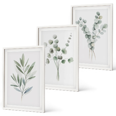 Set of 3 framed wall art pieces Plant patterns with greenery