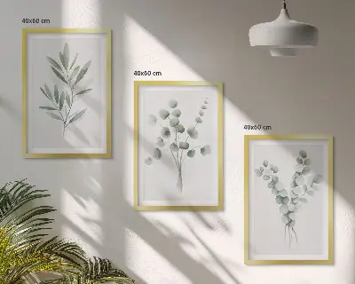 Set of 3 framed wall art pieces featuring plant patterns with greenery