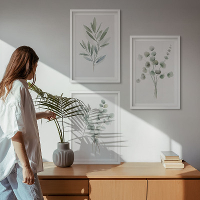 Set of 3 framed wall art pieces Plant patterns with greenery