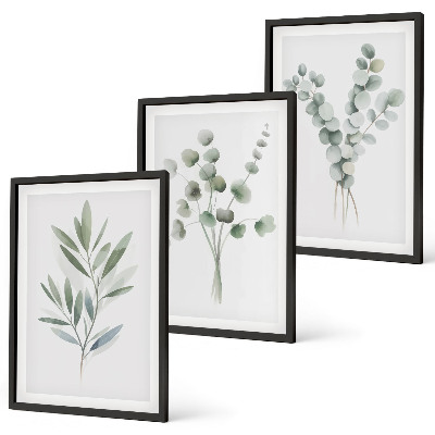 Set of 3 framed wall art pieces Plant patterns with greenery